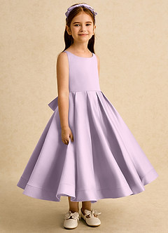 Azazie Babs Blumenmädchenkleider Ballkleid Plissee Matte Satin Kleid Frostiges Flieder image3
