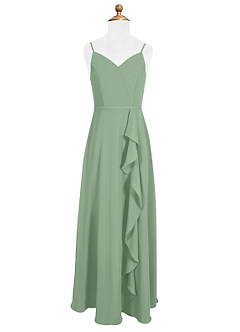 Azazie Naeem Junior Matcha A-Line Ruched Chiffon Dress image4