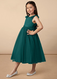 Azazie Dolly Flower Girl Dresses Peacock A-Line Bow Tulle Dress image2