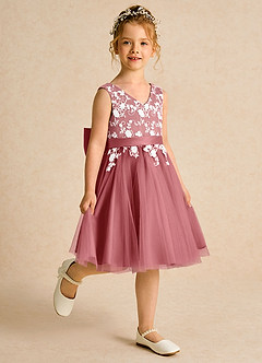 Azazie Butterfly Jurken voor bloemenmeisjes A-Lijn Jurk van Kant Antieke Roos image3