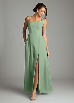 Azazie Debra Bridesmaid Dresses Matcha A-Line with Pockets Chiffon Convertible Dress image4