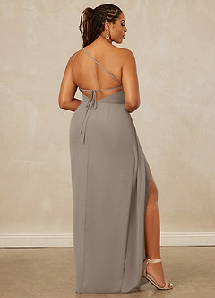 Christian Siriano Bridal for Azazie 1003 Bridesmaid Dresses Taupe Sheath One Shoulder Chiffon Dress image9