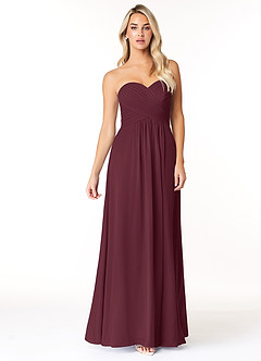 Azazie Yazmin Bridesmaid Dresses Cabernet A-Line Sweetheart Neckline Chiffon Convertible Dress image4