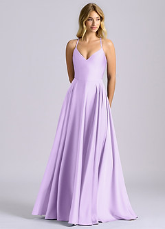Azazie Truce Bridesmaid Dresses Lilac A-Line Stretch Satin Dress image1