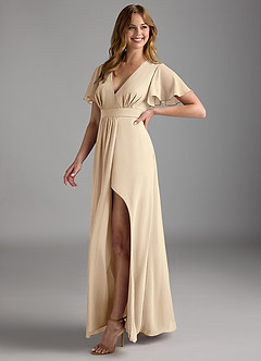 Azazie Zaniah Brautjungfernkleider A-Linie Chiffon Kleid Champagner image5
