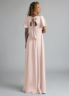 Azazie Kimber Bridesmaid Dresses Blushing Pink A-Line Ruched Stretch Satin Dress image2