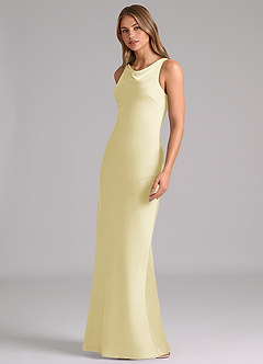 Azazie Allettie Brudtärnklänningar Klä av Sjöjungfru i Stretch Satin Citronsorbet image4