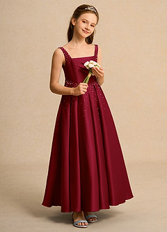 Azazie Mochi Girl Flower Girl Klänningar Klä Balklänning i Matt satäng Plisserad image4