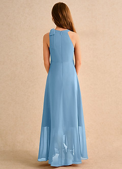 Azazie Boop Junior Formal Flower Girl Dresses Steel Blue A-Line Bow Chiffon Dress image2