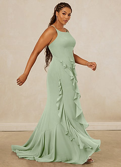 Christian Siriano Bridal for Azazie 1006 Bridesmaid Dresses Dusty Sage Mermaid Ruched Chiffon Dress image13