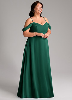 Azazie Marley Bridesmaid Dresses Emerald A-Line Off the Shoulder Chiffon Convertible Dress image15