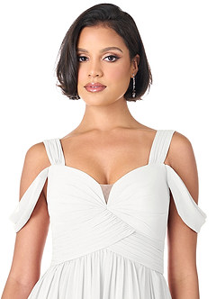 Azazie Lianne Bridesmaid Dresses White A-Line Off the Shoulder Chiffon Dress image5