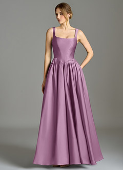 Azazie Verina Bridesmaid Dresses Wisteria A-Line Pleated Stretch Satin Dress image1