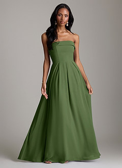 Azazie Lucienne Bridesmaid Dresses Olive A-Line Strapless Chiffon Convertible Dress image1