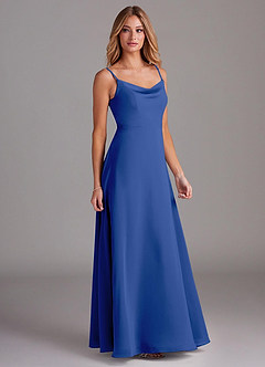 Azazie Daenerys Bridesmaid Dresses Royal Blue A-Line Cowl Chiffon Dress image5