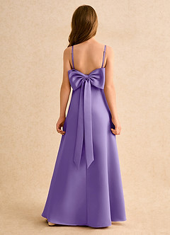 Azazie Joella Girls Formal Flower Girl Dresses Tahiti A-Line Pleated Matte Satin Dress image1