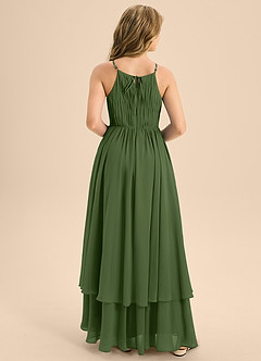 Azazie Elliora Junior Olive A-Line Pleated Chiffon Dress image2