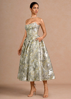 Mavis 금박 은 미디 드레스 image3