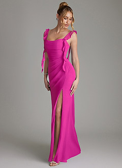 Azazie Jessamine Bridesmaid Dresses Fuchsia Mermaid Corset Chiffon Dress image6