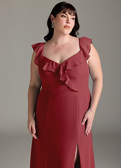 Azazie Sophie Bridesmaid Dresses Pomegranate A-Line Off the Shoulder Chiffon Convertible Dress image13