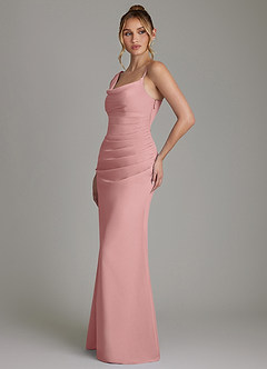 Azazie Ama Vestidos de damas de honor Vestido de Rosa Polvorienta de Gasa de Corte en A con Plisado image2