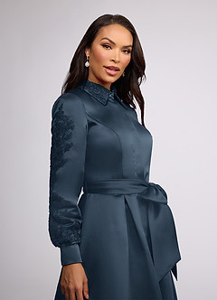 Azazie Ruth Mother of the Bride Dresses Neptune A-Line Lace Matte Satin Dress image3