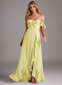 Azazie Lyra Brautjungfernkleider Wandelbar A-Linie Cabrio Chiffon Kleid Zitronensorbet image4