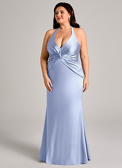 Azazie Valerie Jurken voor bruidsmeisjes Jurk van Stretch Satijn met Zeemeermin Geplooid Ijs image11