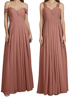 Azazie Kaitlynn Bridesmaid Dresses Cedar Rose Empire Ruched Chiffon Convertible Dress image8