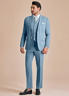front James Light Blue Structured Stretch 3-piece suit