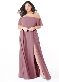 Azazie Sue Brautjungfernkleider Wandelbar A-Linie Schulterfrei Chiffon Kleid Vintage Mauve image11