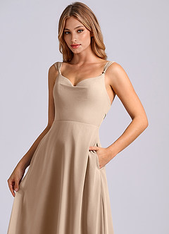 Azazie Beatrice Bridesmaid Dresses Taupe A-Line Sweetheart Neckline Chiffon Dress image6