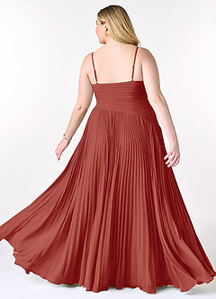 Azazie Vini Brautjungfernkleider A-Linie V-Hals Gefaltet Chiffon Kleid Terrakotta image9