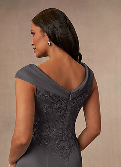 Azazie Calathea Mother of the Bride Dresses Steel Grey A-Line Lace Dress image4