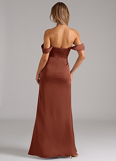 Azazie Johana Bridesmaid Dresses Clay Mermaid Off the Shoulder Stretch Satin Convertible Dress image4