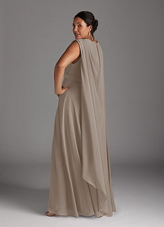 Azazie Isa Mother of the Bride Dresses Taupe A-Line V-Neck Pleated Chiffon Dress image12