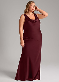 Azazie Rylina Vestidos de damas de honor Vestido de Cabernet de Satén Elástico de Corte Sirena image4