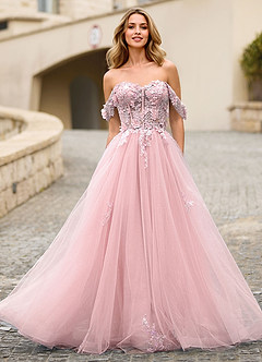 Eleanor Pink 3D Floral Lace Prom Dress Prom and Homecoming Dresses | Azazie  UK