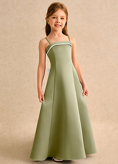 Azazie Izel Girls Formal Flower Girl Klänningar Klä A-Line i Matt satäng Plisserad image3