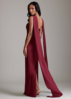 Azazie Jasmyn Bridesmaid Dresses Burgundy Sheath Strapless Stretch Satin Dress image7