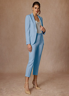 front Kennedy Sky Blue Structured Stretch Dress Pants
