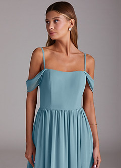 Azazie Calianna Bridesmaid Dresses Moody Blue A-Line Off the Shoulder Chiffon Convertible Dress image7