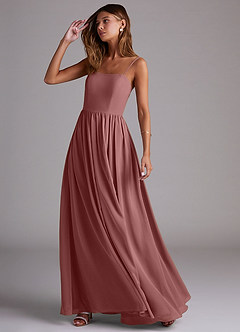 Azazie Calianna Bridesmaid Dresses Desert Rose A-Line Off the Shoulder Chiffon Convertible Dress image3
