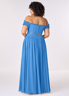 Barbie ♥ Azazie Brautjungfernkleider Wandelbar A-Linie Schulterfrei Chiffon Kleid Blauhäher image9