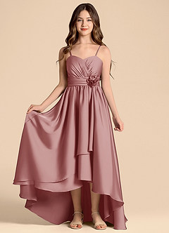 Azazie Catalina Junior Jurk van Stretch Satijn met A-Lijn Sweetheart Halslijn Stoffige Roos image5