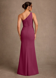 Azazie Floy Mother of the Bride Dresses Mulberry Sheath One Shoulder Chiffon Dress image3