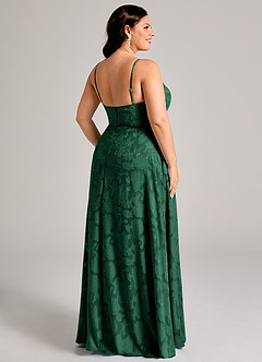 Azazie Moira Jurken voor bruidsmeisjes Jurk van Bloemen Burn-out met A-Lijn Zijsplit Donkergroen image8