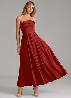 Azazie Lucienne Suknie dla druhen Linia A Pofałdowany Satyna elastyczna Długość kostki Sukienka image7