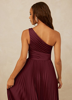 Christian Siriano Bridal for Azazie 1008 Bridesmaid Dresses Cabernet A-Line One Shoulder Stretch Satin Dress image6