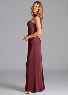 Azazie Lusinda Robes de demoiselle d'honneur Robe Sirène en Satin extensible Sans bretelle Merlot image5